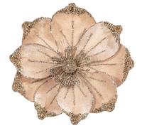Briful Lot de 6 têtes de magnolia artificielles à paillettes avec clip, 20,3 cm, grandes fleurs de magnolia artificielles pour décoration de sapin de Noël, fleurs de Noël artificielles pour rideaux et