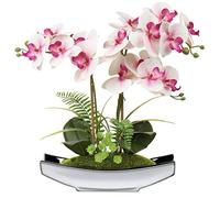 Briful Orchidée Artificielle Phalaenopsis en Pot argenté - 38,1 cm - Fausse Fleur pour Centre de Table, Salon, décoration d'intérieur