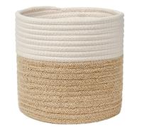 Briful Panier en corde de coton tissée de 20 x 20 cm pour pots de fleurs d'intérieur en jute pour fleurs, jouets, travaux manuels, décoration d'intérieur rustique
