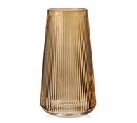 Briful Vase en verre de 20 cm de haut pour fleurs, vases à fleurs décoratifs - Vase en verre rainuré de style moderne pour mariage, bureau, décoration de salon