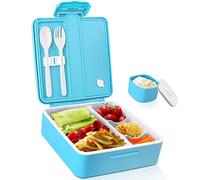 BRIGENIUS Lunch Box, Bento Box, Boîte bento 5 Compartiments Conteneur pour Aliments sûrs Boîte hermétique pour Micro-Ondes avec Couverts pour Lave-Vaisselle pour Enfants Adultes (Bleu)