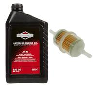 Briggs & Stratton 100008E Huile Moteur SAE 30, 2.0 litre & Greenstar 6046 Filtre essence