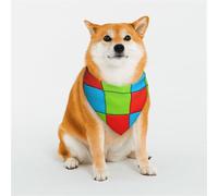 Bright Block Mix Print Bandana élégant pour chiens et chats, vêtements de printemps et d'été pour chien à porter au quotidien
