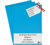 Bright Blue A3 Printer Card 160Gsm 20 Sheets Coloured Card For Making, Printing, Copying.