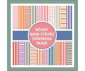 Bright Boho Stripes Scrapbook Paper: Colorful Summer Craft Paper Pad For Scrapbooking, Mixed Media, Decoupage, Junk Journals & Paper Crafts; 8.5 x 8.5"