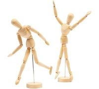 Bright Creations Lot de 2 Figurines de Mannequin en Bois articulées pour Dessin, modèle Humain en Bois pour l'art (30,5 cm)
