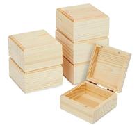 Bright Creations Lot de 6 boîtes en bois avec couvercles à charnière - 8,9 x 8,9 x 5,1 cm, en pin - Boîtes brutes avec couvercles pour travaux manuels et rangement à peindre avec fermeture magnétique