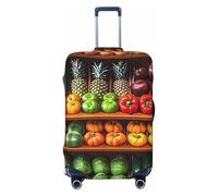 Bright Fruit and Vegetable Market Housse de protection élastique pour valise de voyage Motif imprimé anti-rayures, Noir , M