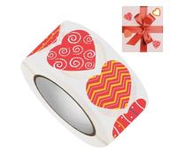 Bright Heart Labels - Love Shape Stickers for Party Decor | Glossy Paper with Adhesive Backing, Easy Peel Seals, Perfect for Classroom, Wedding Invitations, Birthday Cards, Holiday Crafts