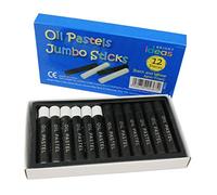 Bright Ideas Lot de 12 pastels à l'huile Jumbo - Noir et blanc - Pastels à l'huile parfaits pour les enfants, les artistes, les étudiants - Pastels pour papier, carton, toile BI8352