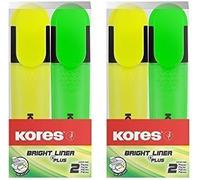 Bright Liner Plus : Surligneurs Fluorescents De Couleur,Jaune Et Vert,Pointe Biseautée Et Encre À Base D'eau,Forme Ergonomique,Fournitures Scolaires Et De Bureau,Paquet De 2 (Lot De 2)