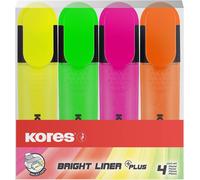 Bright Liner Plus : Surligneurs Fluorescents De Couleur, Pointe Biseautée Et Encre À Base D'eau, Forme Ergonomique, Fournitures Scolaires Et De Bureau, Paquet De 4 Couleurs Assorties[Z213]