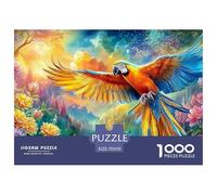 Bright Macaw Spreads Wings Amid Vibrant Blooms Puzzle De 1000 Pièces Parrot Cadeau d'anniversaire Parfait pour Enfants Et Adultes 70x50cm/1000pcs