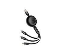 bright mirror 2 cable retractable 3in1 usb type a micro usb + lightning + usb type-c 66w 1.1m noir (camj010101)