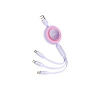 bright mirror 2 cable retractable 3in1 usb type a micro usb + lightning + usb type-c 66w 1.1m violet (camj010105)