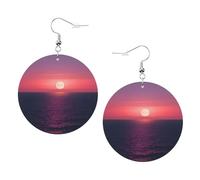 Bright Moon at Sea Boucles d'oreilles en cuir pour femme - Boucles d'oreilles pendantes et créoles - Parfaites pour les fêtes costumées, accessoires de filles, taille unique, Cuir