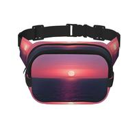 Bright Moon at Sea Sac banane avec extension pour homme et femme avec poches zippées, noir, One Size