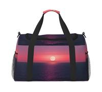 Bright Moon at Sea Sac de voyage imprimé hippie Sac de week-end Sac de gym Sac de nuit Sacs de voyage essentiels pour femmes hommes Sac à bandoulière, Noir , Taille unique