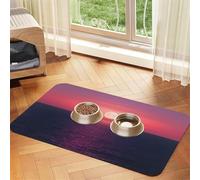 Bright Moon at Sea Tapis d'alimentation pour chien Motif hippie Pour gamelle de nourriture et d'eau