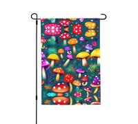 Bright Mushrooms Arts Drapeau décoratif double face 71 x 102 cm, bannière d'extérieur toutes saisons pour porche, terrasse, jardin