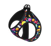 Bright Mushrooms - Gilet réfléchissant pour petits chiens et chats - Imprimé artistique - Réglable - Pour la marche, la randonnée