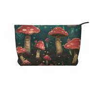 Bright Mushrooms Trousse de maquillage en velours côtelé imprimée artistique pour voyage et usage quotidien, pochette élégante pour femme, Noir , Taille unique, Trousse de maquillage
