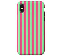 Bright Pink and Green Striped Spring Color Design Coque pour iPhone X/XS