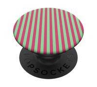 Bright Pink and Green Striped Spring Color Design PopSockets PopGrip Adhésif