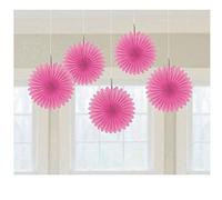 Bright Pink Mini Paper Fans 15cm /5