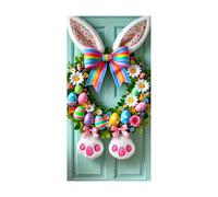 Bright Rabbit Graphic - Reusable Porch Sign, Weatherproof Cloth for Outdoor Display, Large Garage Wrap, Vibrant Backdrop Set with Brass Grommet Holes, Holiday Garden Panel for Greeting Posing
