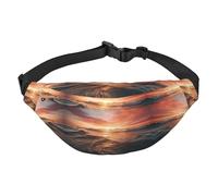 Bright Red Sunset Sac banane pour garçons, grand sac banane de voyage tendance pour le sport, la course, le cyclisme, les voyages, la pêche, noir, taille unique