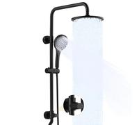 BRIGHT SHOWERS Système de douche à effet pluie - Pommes de douche à main et à effet pluie de 22,9 cm avec lavage puissant, rail en laiton massif, support réglable en hauteur, tuyau en acier inoxydable