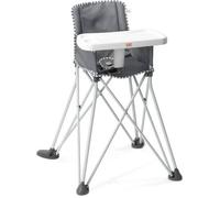 Bright Starts, Chaise Haute Portable Pop 'N Dine, Utilisation Intérieur/Extérieur, Tablette Sans BPA, Pliage Facile, Unisexe, Gris, 6 Mois et Plus