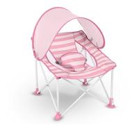 BRIGHT STARS Transat bébé pliable Rose Pop 'N Chill, pare soleil SPF +50 et sac de transport inclus