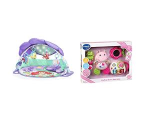 Bright Starts, Disney Baby, Ariel La Petite Sirène, Tapis d'Eveil avec Lumières et Mélodies, 6 Jouets Interactifs et Détachables & VTech - Coffret naissance - Eveil des sens - Rose - Version FR