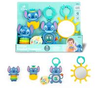 Bright Starts Disney Baby Stitch Coffret Cadeau Trésors Tropicaux - 4 Jouets Stitch dont Miroir Sûr pour Bébé et Anneau de Dentition, Nouveau-nés et +