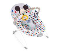 Bright Starts Disney Bébé MICKY MOUSE Transat Bébé Confortable Vibrations Apaisantes - Musique, Barre de Jouets Amovible, 0-6 Mois Jusqu'à 9 kg (Happy Triangles)