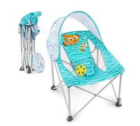 Bright Starts Disney Le Monde de Nemo Siège de Voyage Pop 'N Chill, Utilisation Intérieure/Extérieure, Siège pour Bébé avec Canopée UPF 50+, Bleu, Âges 0-6 Mois