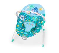 Bright Starts Transat bébé vibrant Disney Stitch Ohana, barre de jeux amovible, 2 jouets, 0-6 mois