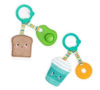 Bright Starts, Jouets de Dentition 2-en-1 Perfect Pair pour Bébé, Set de 2 (Café et Donut, Avocat et Toast), Sans BPA, Unisexe, Nouveau-né et Plus