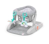 Bright Starts Learn-to-Sit - Fauteuil bébé évolutif 2 positions, siège de sol portable avec jouets sensoriels, unisexe, 4 à 12 mois, gris