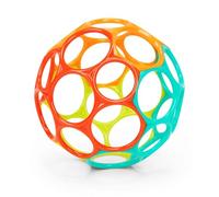 Bright Starts Oball Ballon Classique Facile à Saisir Jouet pour Bébé en Orange/Bleu Canard, Unisexe, à partir de la Naissance, 10 cm