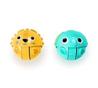 Bright Starts, Petits copains Giggables Roll & Chase, un lion et un lphant, unisexe, petits plus grands, set de 2 jouets