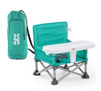 Bright Starts, Rehausseur Portable Pop 'N Sit avec Tablette pour Repas, pour la Maison et les Promenades, Couleur Ardoise, 6 Mois à 3 Ans