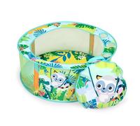 Bright Starts Rowdy Rainforest Stow & Go Piscine à balles - 20 balles, installation et rangement faciles, diamètre de jeu de 80 cm, paroi en maille Peek-a-Boo avec sac de rangement pour piscine à