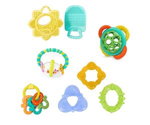 Bright Starts, Set cadeau Teeth Relief, 8 pièces, Assortiment d'anneaux dentition, Jouets à réfrigérer sans BPA, Unisexe, Enfants de 3 mois et plus