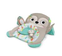 Bright Starts Sloth Tummy Time, Tapis d'Eveil XL, 4 jouets amovibles, Coussin de maintien pour le jeu à plat ventre, lavable en machine, dès la naissance