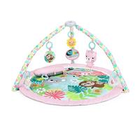 Bright Starts Tapis d’Éveil Pliable Rosy Rainforest, Arche de Jeux Pliable, Tapis de Jeux avec 7 Jouets d'activité et un Coussin, Sac de Transport, Dès la Naissance, Rose