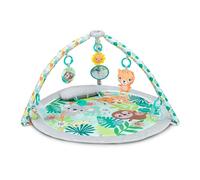 Bright Starts Tapis d’Éveil Pliable Wild Rainforest, Arche de Jeux Pliable, Tapis de Jeux avec 7 Jouets d'activité et un Coussin, Sac de Transport, Dès la Naissance, Bleu & Vert