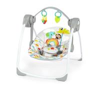 BRIGHT STARTS Transat bébé Balancelle électrique pliable - Animaux, 6 vitesses balancement, 10 chansons, 2 position d'inclinaison